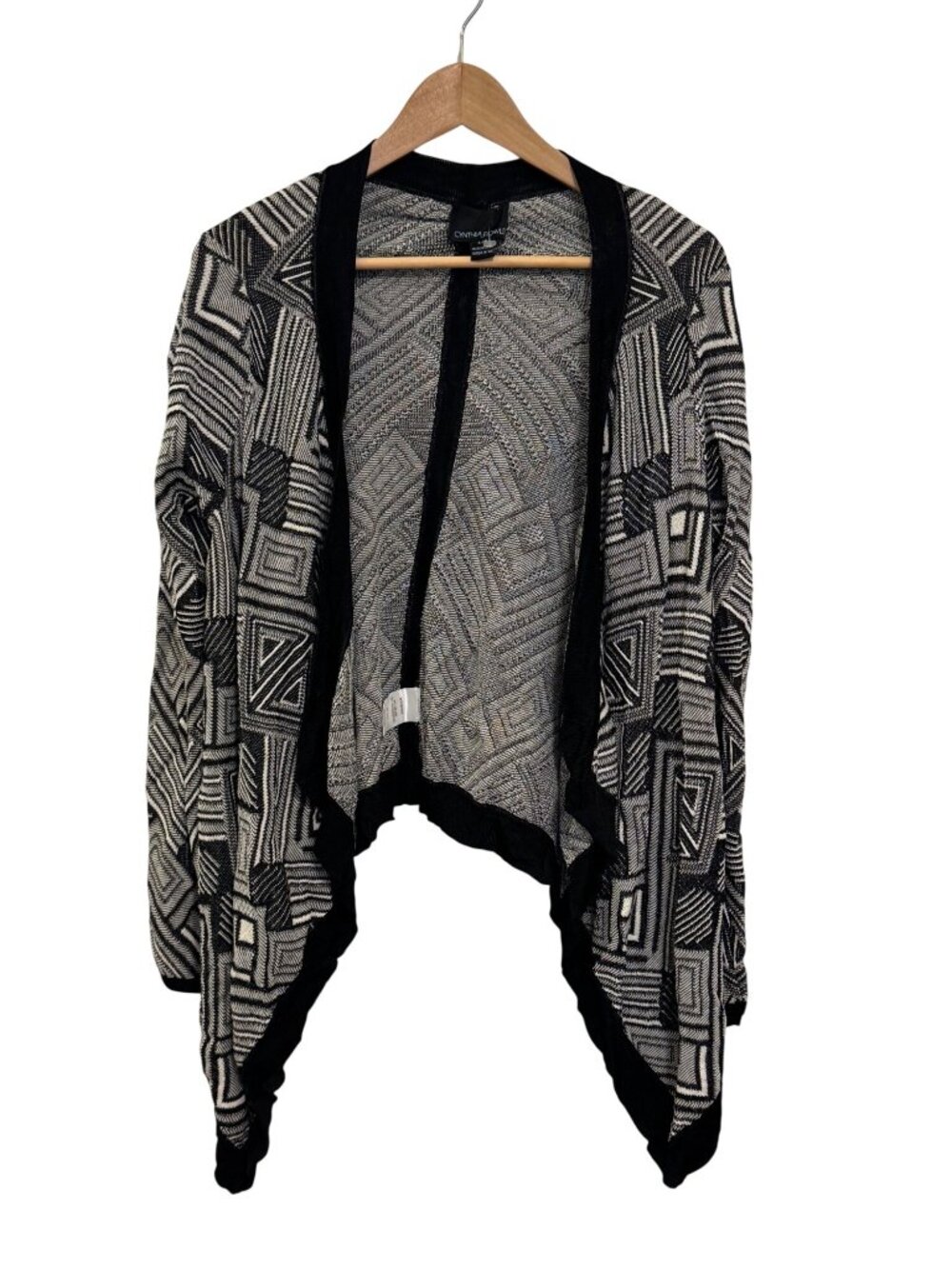 Cynthia Rowley Black & White Geometric Open Front Cardigan Lightweight Size L/G